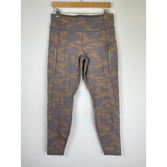 Athleta Rainier Reflective Tight Tights Camo Lux Buff Grey - Size L - Picture 2 of 9